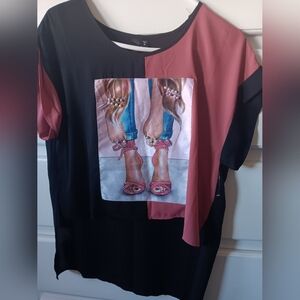 Stylish Black and Pink Women's Top